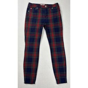 Vineyard Vines Plaid Skinny Pants Blue Red Tartan Women's Size 4